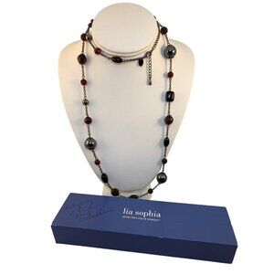 Lia Sophia Claret Red And Hematite Beads Necklace (1840)
